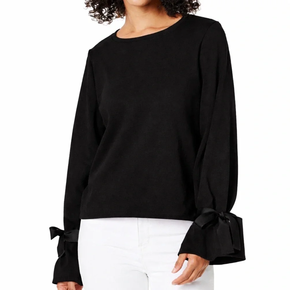 J. Crew Sweatshirt Black Tie Sleeve S